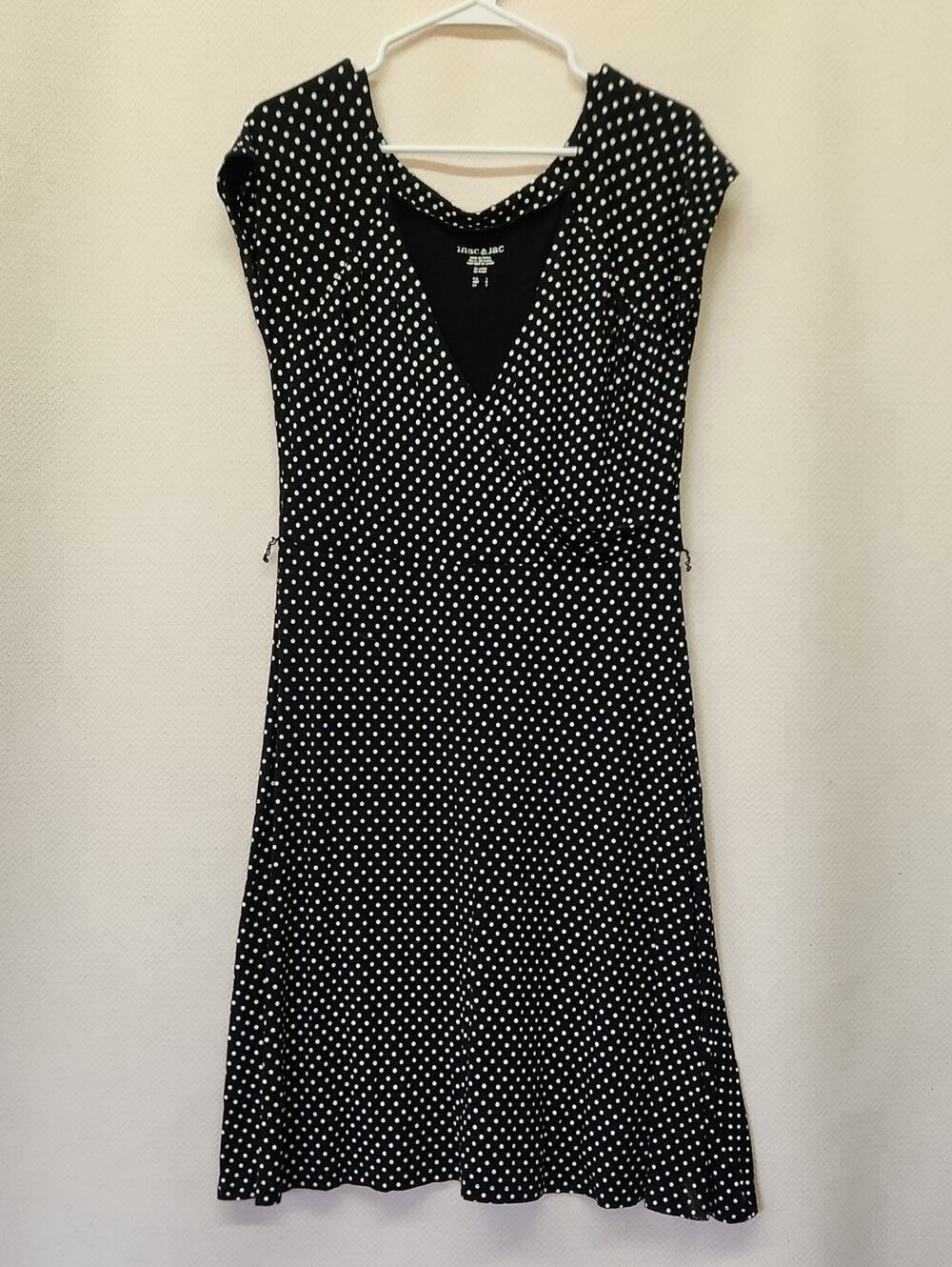 mac & jac Black and White Polka Dot Midi Wrap Dress